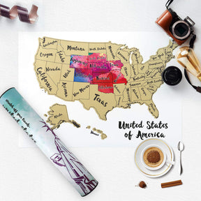 JARLINK Scratch Off USA Map Poster, 12x17 inches United States Map with Unique Accessories Set, Personalized Travel Poster, Gift for Travelers