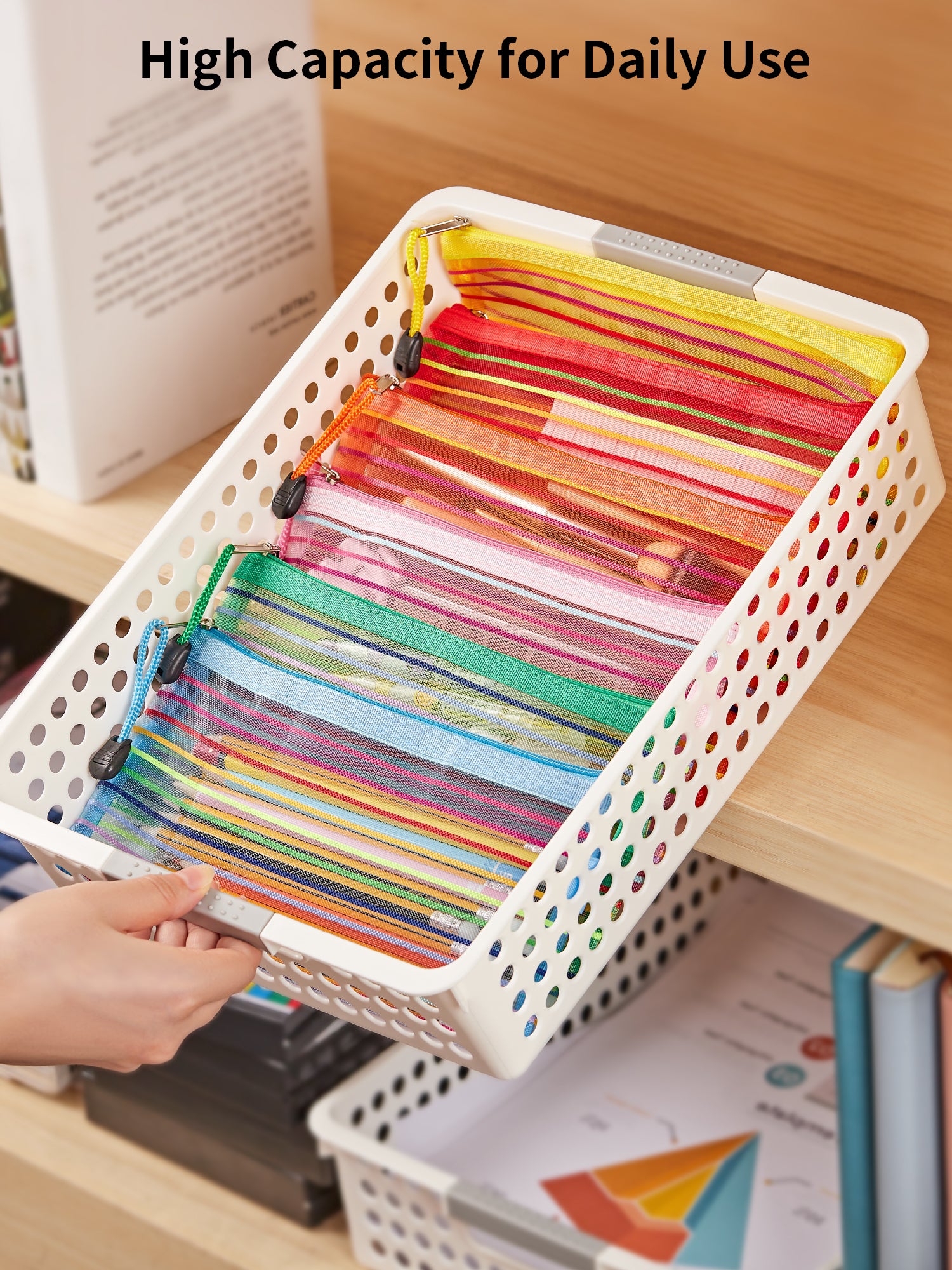JARLINK Zipper Mesh Pouch, 120 Pcs Durable Pencil Pouches in 10 Colors
