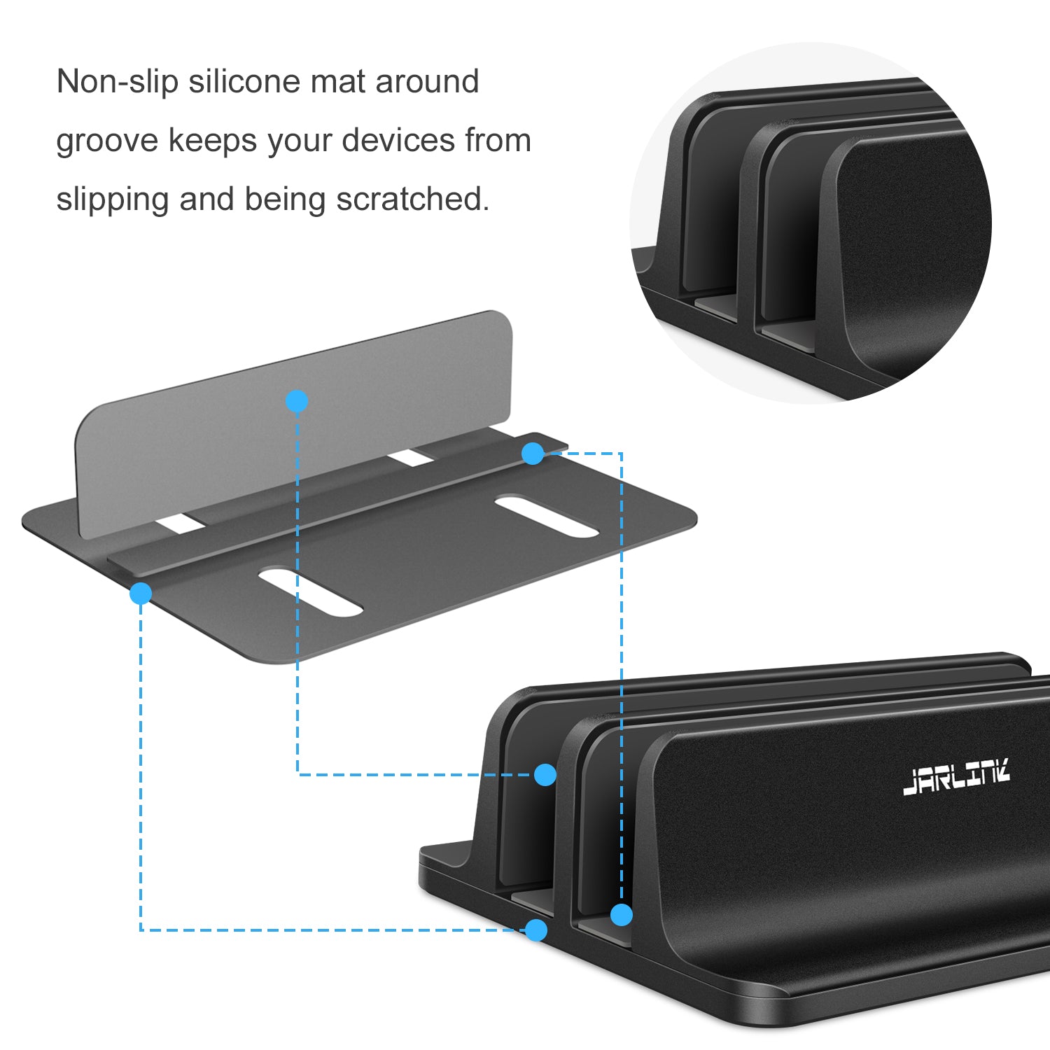 JARLINK Vertical Laptop Stand, Adjustable Aluminum Desktop Holder