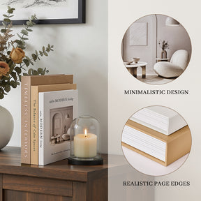 JARLINK Decorative Books, Set of 3 Stackable Fake Book Storage Boxes