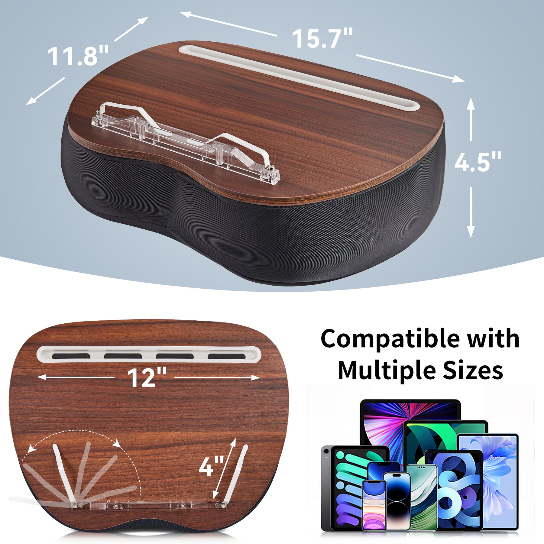 JARLINK Lap Beanbag Book Stand, Hands-Free Reading Pillow Stand for Neck Support, Comfortable Beanbag Book Holder for Bed, Sofa, Dorm Room, Travel (Muted Gray)