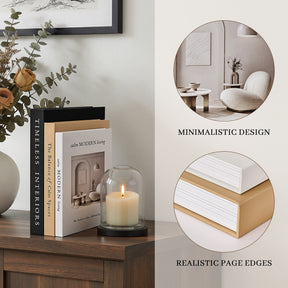 JARLINK Decorative Books, Set of 3 Stackable Fake Book Storage Boxes