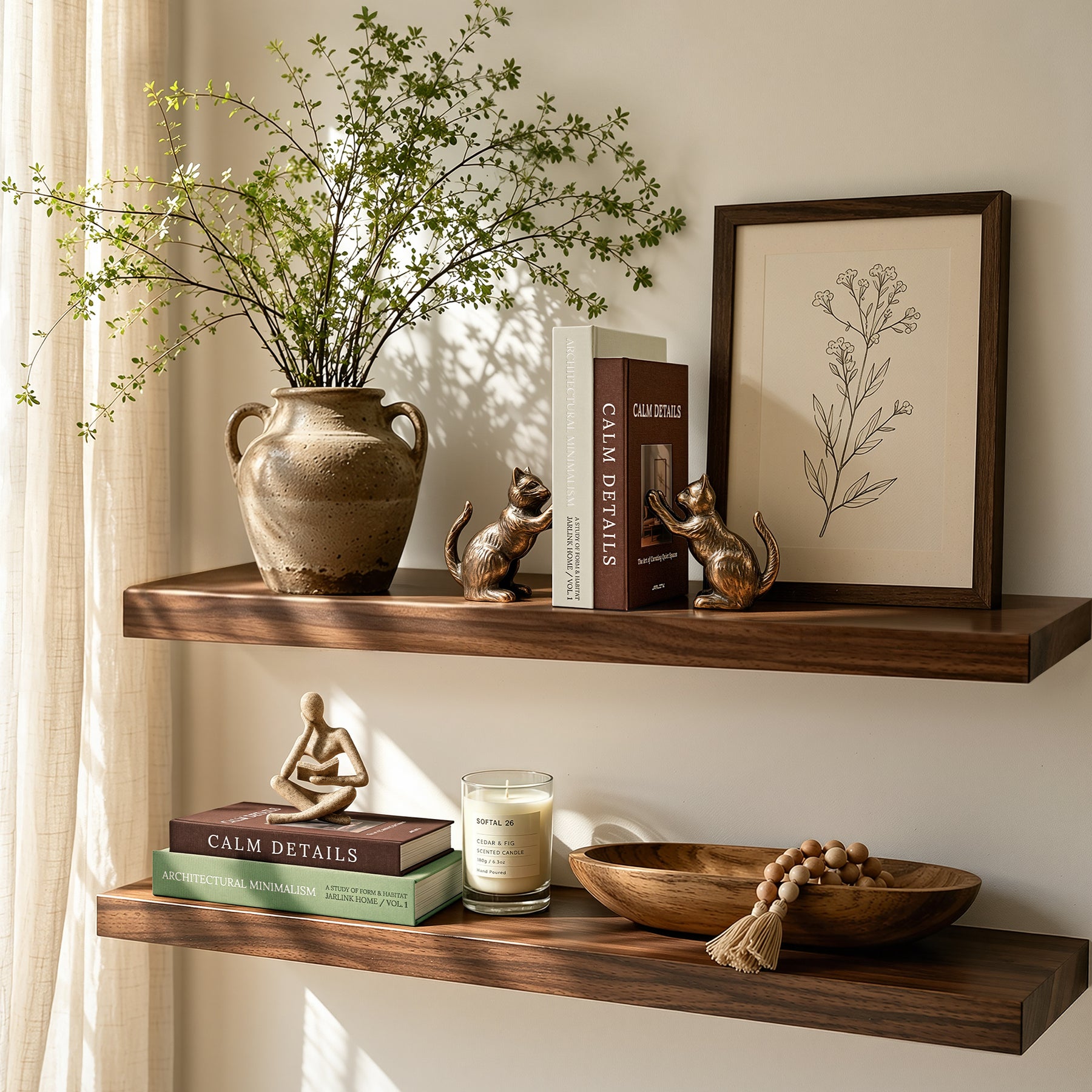 JARLINK Aesthetic Decorative Books, Set of 2 Linen Faux Book Boxes