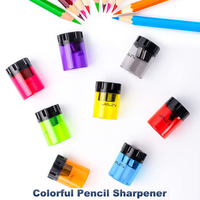 JARLINK 6 Pack Manual Pencil Sharpeners, Dual Holes Colorful Sharpener with lid for No.2/Colored/Art Pencils, Kids Adults Portable Sharpener for School Office Home and More