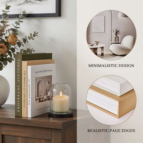 JARLINK Decorative Books, Set of 3 Stackable Fake Book Storage Boxes