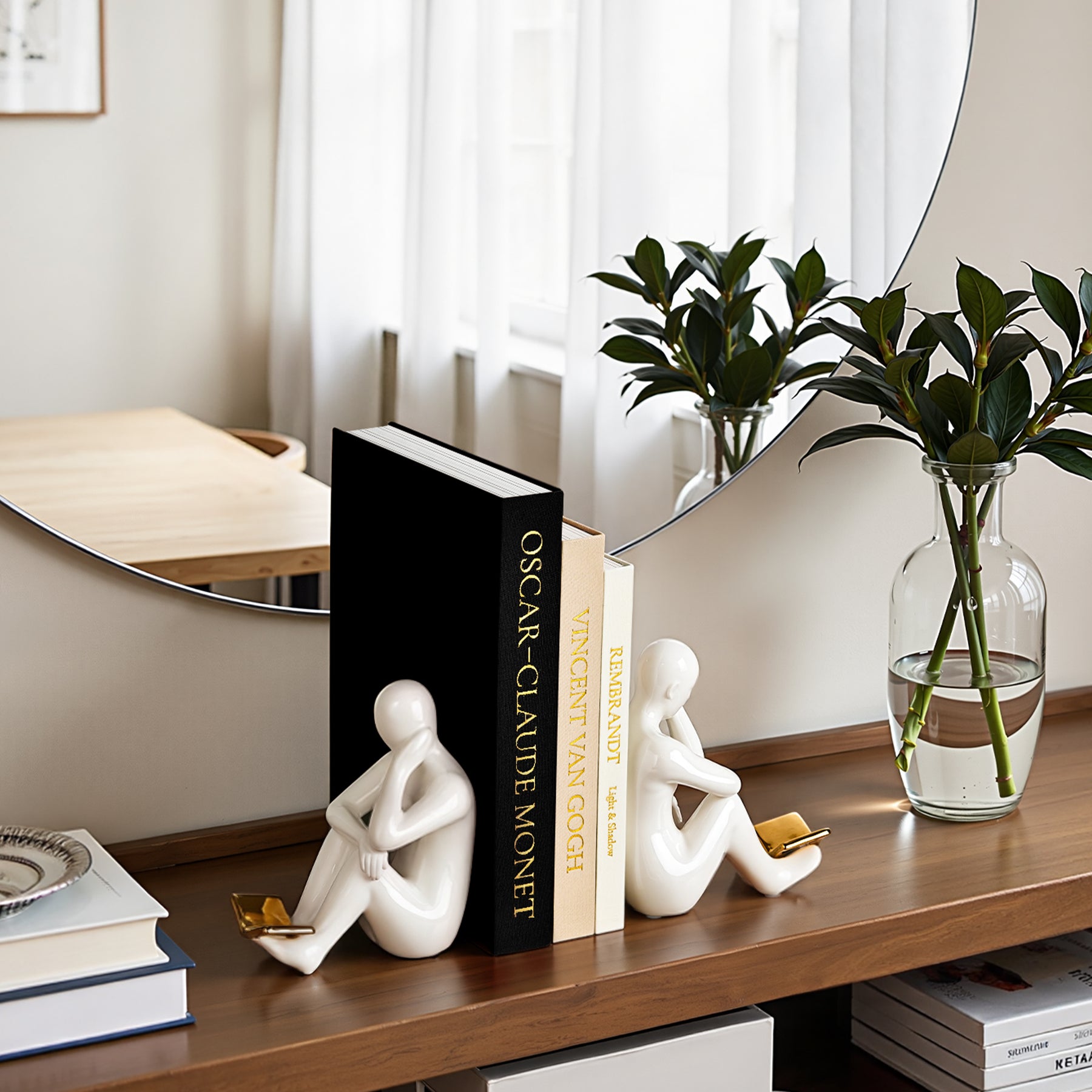 JARLINK Aesthetic Decorative Books, Set of 3 Linen Faux Book Boxes