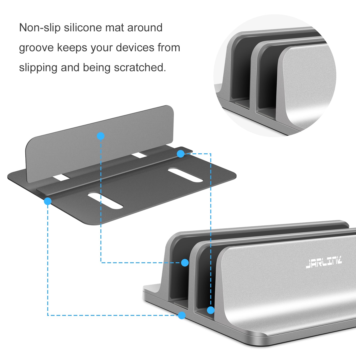 JARLINK Vertical Laptop Stand, Adjustable Aluminum Desktop Holder