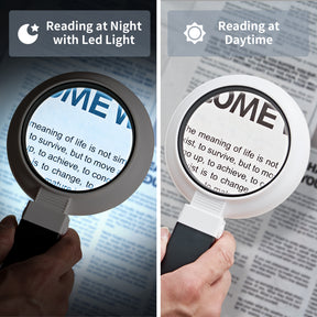 JARLINK Magnifying Glass with Light and Stand, 3-Mode Illuminated Magnifier for Seniors Reading & Close Work, Handheld Foldable Magnifier for Jewelry, Coins, Crafts