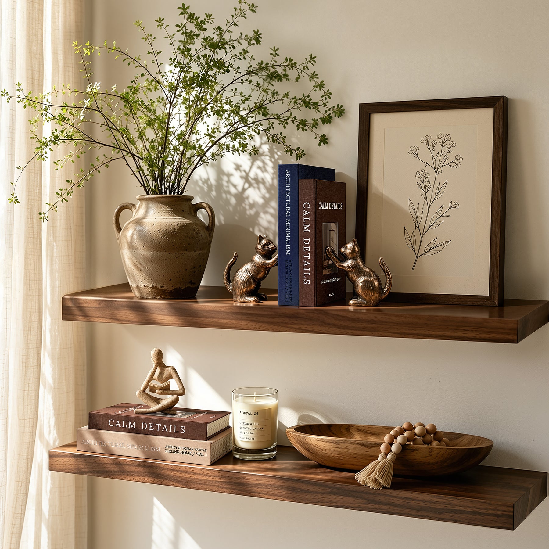 JARLINK Aesthetic Decorative Books, Set of 2 Linen Faux Book Boxes