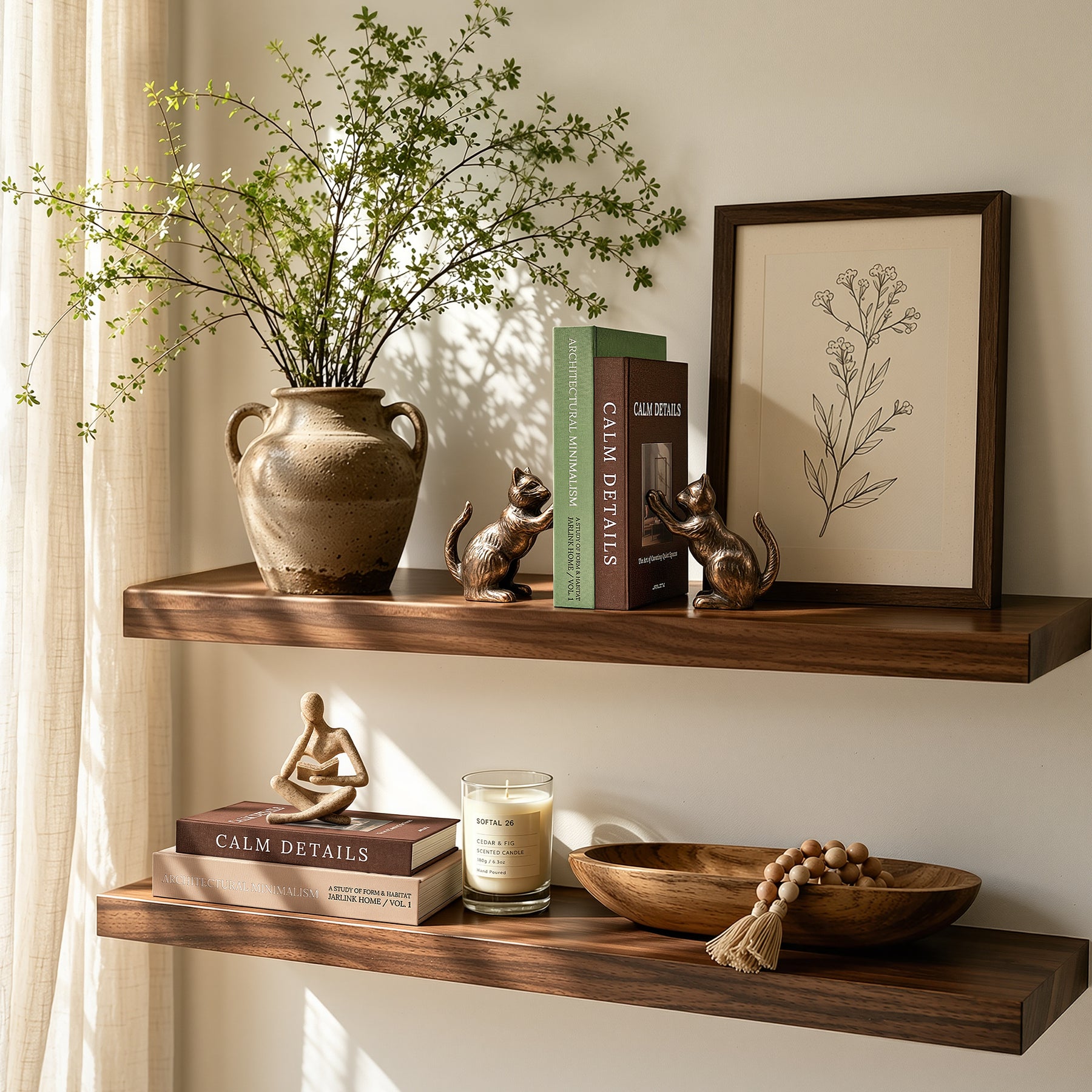 JARLINK Aesthetic Decorative Books, Set of 2 Linen Faux Book Boxes