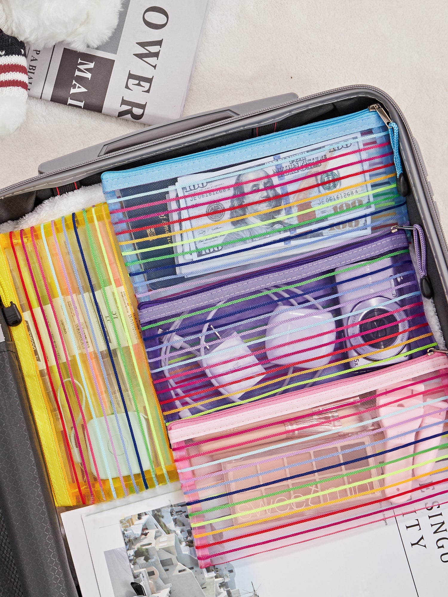 JARLINK Zipper Mesh Pouch, 120 Pcs Durable Pencil Pouches in 10 Colors