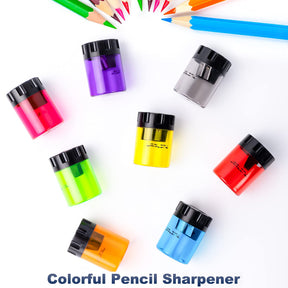 JARLINK 6 Pack Manual Pencil Sharpeners, Dual Holes Colorful Sharpener with lid for No.2/Colored/Art Pencils, Kids Adults Portable Sharpener for School Office Home and More