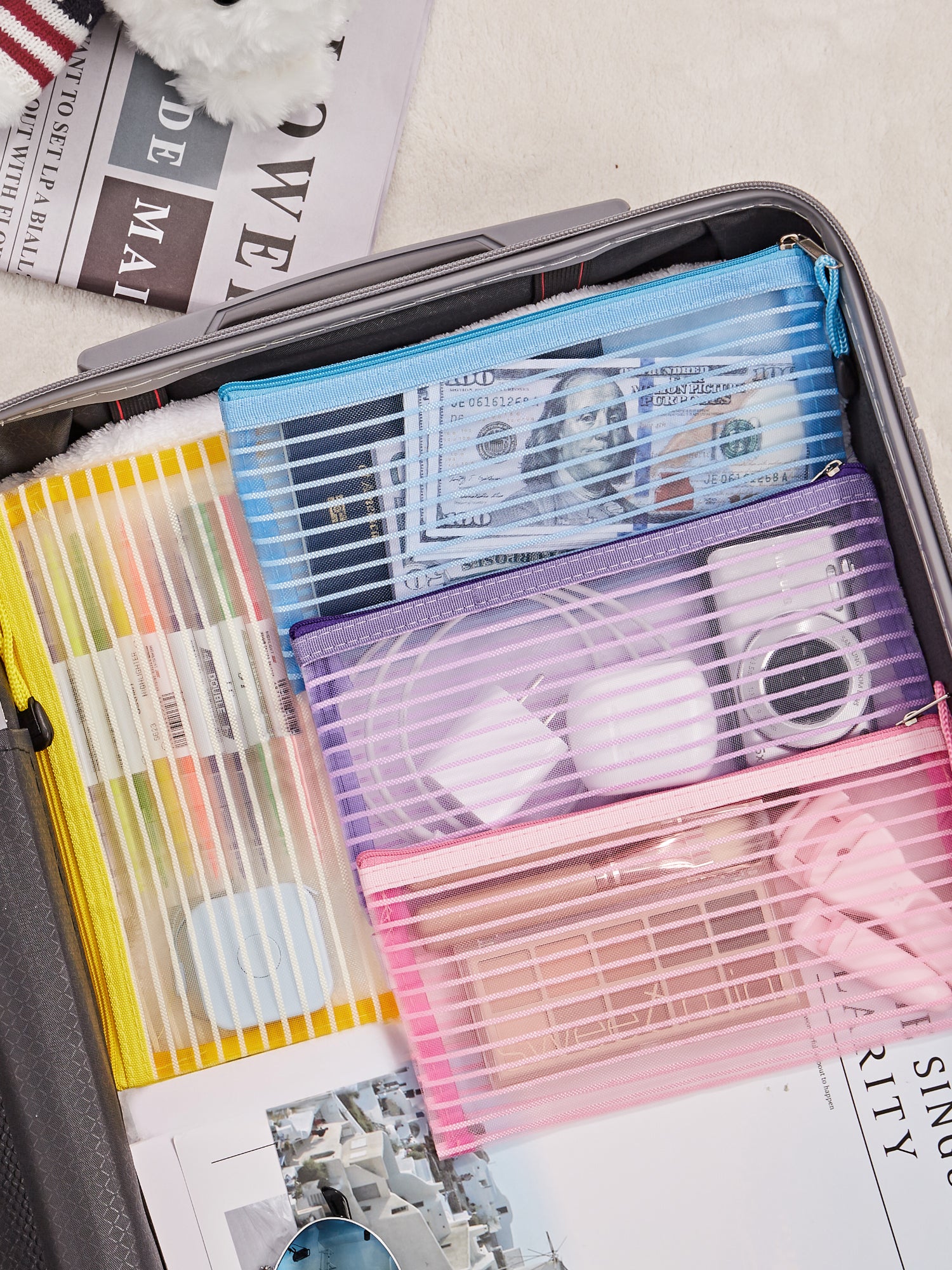 JARLINK Zipper Mesh Pouch, 120 Pcs Durable Pencil Pouches in 10 Colors