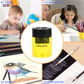JARLINK 6 Pack Manual Pencil Sharpeners, Dual Holes Colorful Sharpener with lid for No.2/Colored/Art Pencils, Kids Adults Portable Sharpener for School Office Home and More