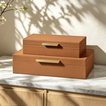 JARLINK Decorative Storage Boxes with Lids, PU Leather Bins