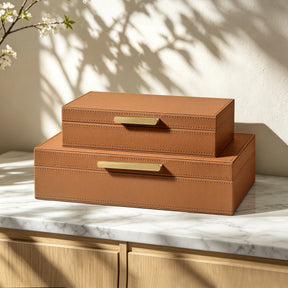 JARLINK Decorative Storage Boxes with Lids, PU Leather Bins