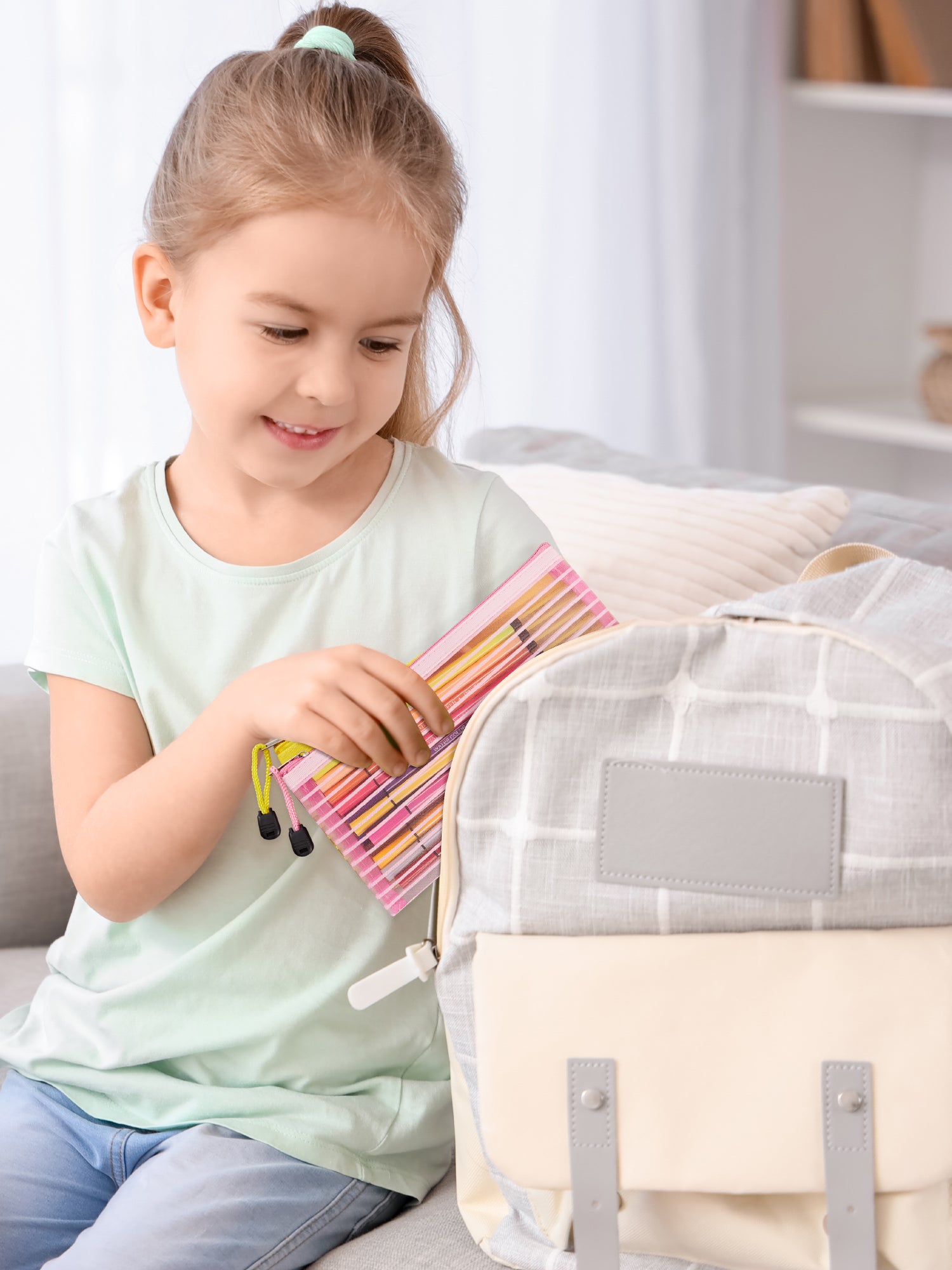 JARLINK Zipper Mesh Pouch, 120 Pcs Durable Pencil Pouches in 10 Colors