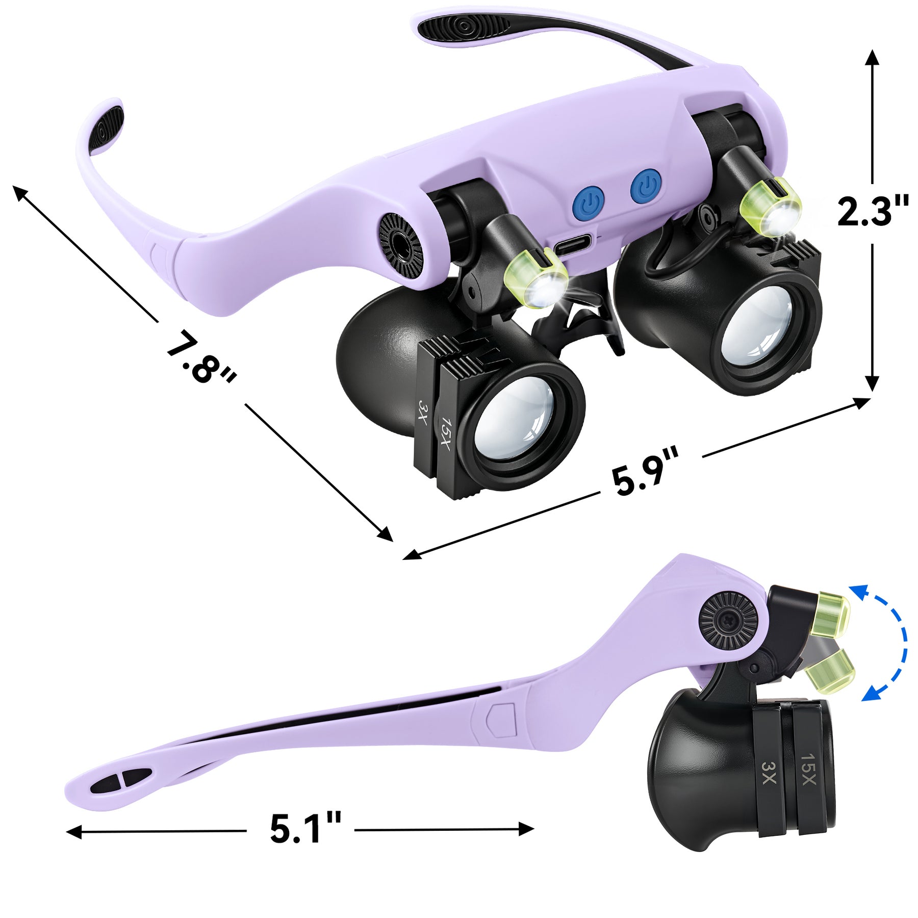 JARLINK Magnifying Glasses with LED Light, 14 Lenses, Hands Free
