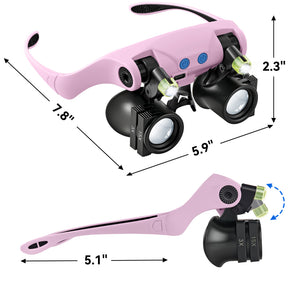 JARLINK Magnifying Glasses with LED Light, 14 Lenses, Hands Free