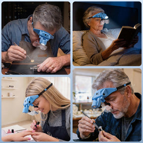 JARLINK Magnifying Glasses with Light, 6 Lenses, Rechargeable Headband
