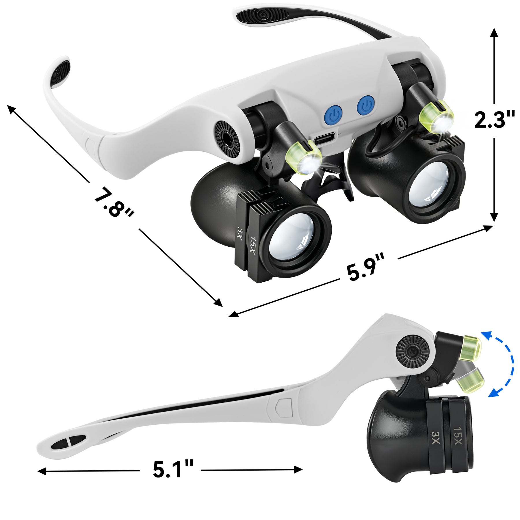 JARLINK Magnifying Glasses with LED Light, 14 Lenses, Hands Free