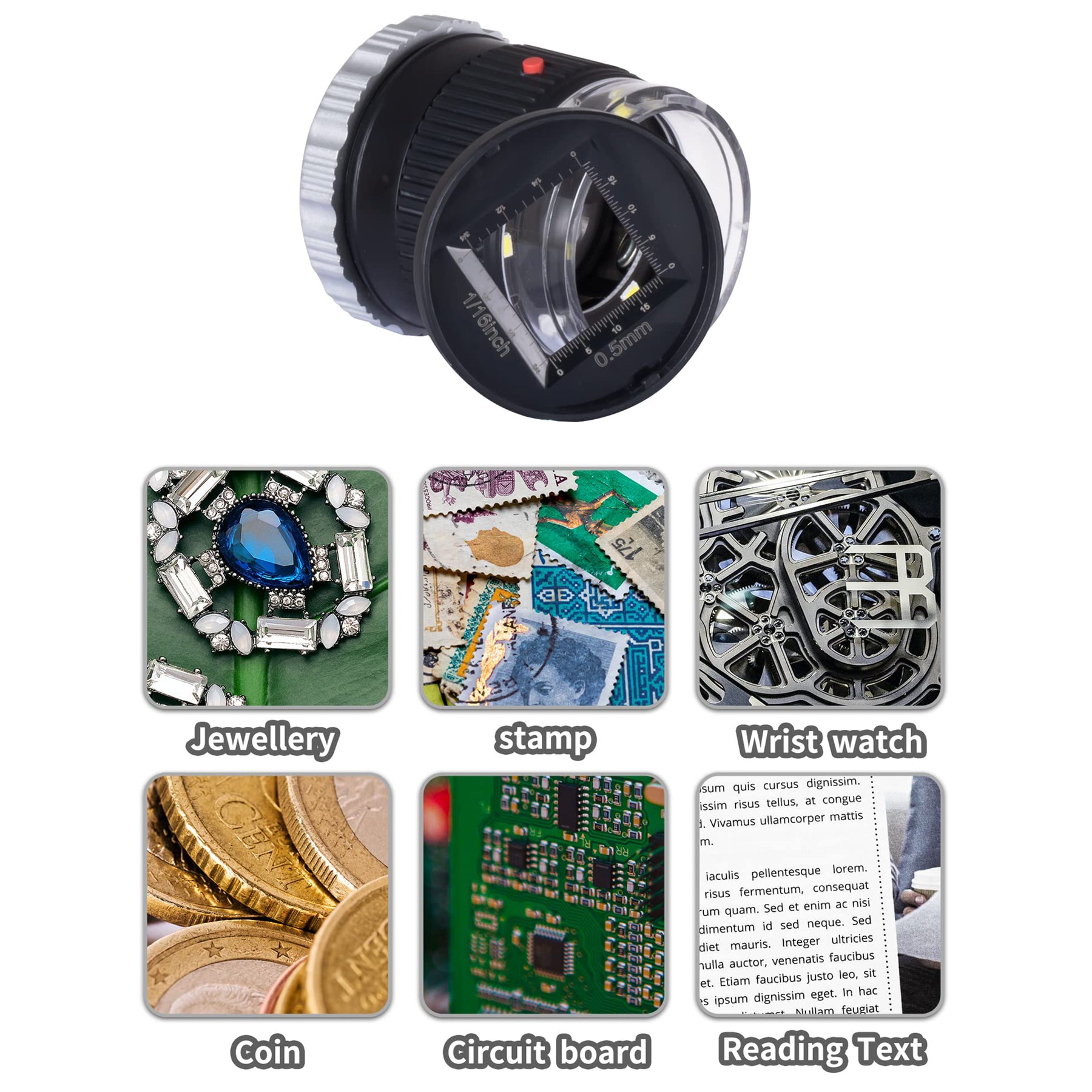 JARLINK 30X Jewelers Loupe, Adjustable Focal Length Magnifier with 3 LED Light for Gems