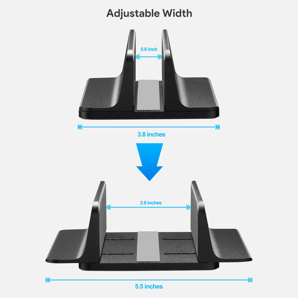 JARLINK Vertical Laptop Stand, Adjustable Laptop Holder Desktop Stand with Adjustable Dock Size (up to 17.3 inches) Compatible with All MacBook/Surface/Dell/Gaming Laptops