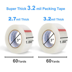 JARLINK Clear Packing Tape (12 Rolls), Heavy Duty Packaging Tape for Shipping Packaging Moving Sealing