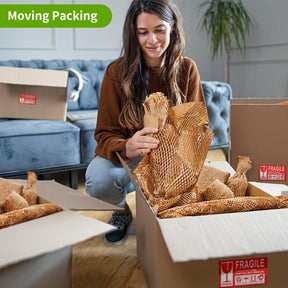 JARLINK Honeycomb Packing Paper, 15"x 131' Bubble Packing Wrap for Packing/Shipping/Moving, Eco-Friendly Bubble Packing Paper Wrapping Roll, Recyclable Moving Supplies With 20 Fragile Sticker Labels
