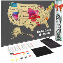 JARLINK Scratch Off USA Map Poster, 12x17 inches United States Map with Unique Accessories Set, Personalized Travel Poster, Gift for Travelers
