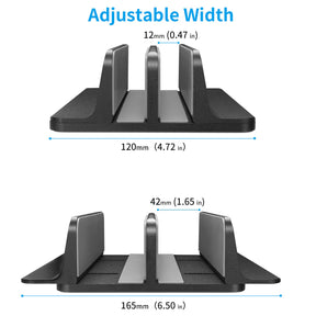JARLINK Vertical Laptop Stand Holder, Aluminum Double Desktop Stand Holder with Adjustable Dock (Up to 17.3 inch), Fits All MacBook, Surface, Chromebook, and Gaming Laptops