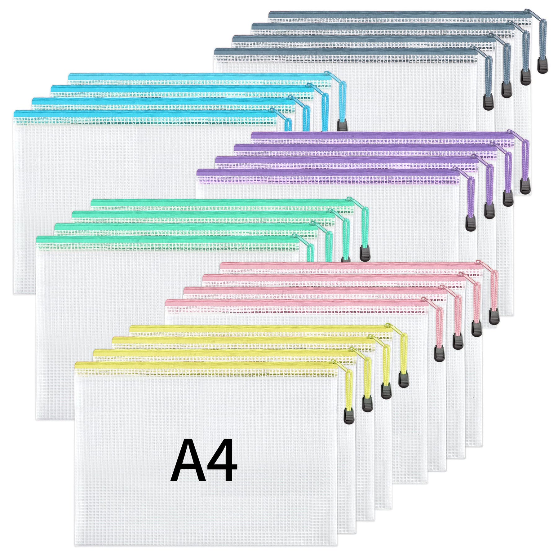 Clear Vinyl Zipper Pouch 4-Pack – Waterproof Multi-Purpose Organizer Bag, Various Sizes, For School Office Travel Cosmetics Crafts