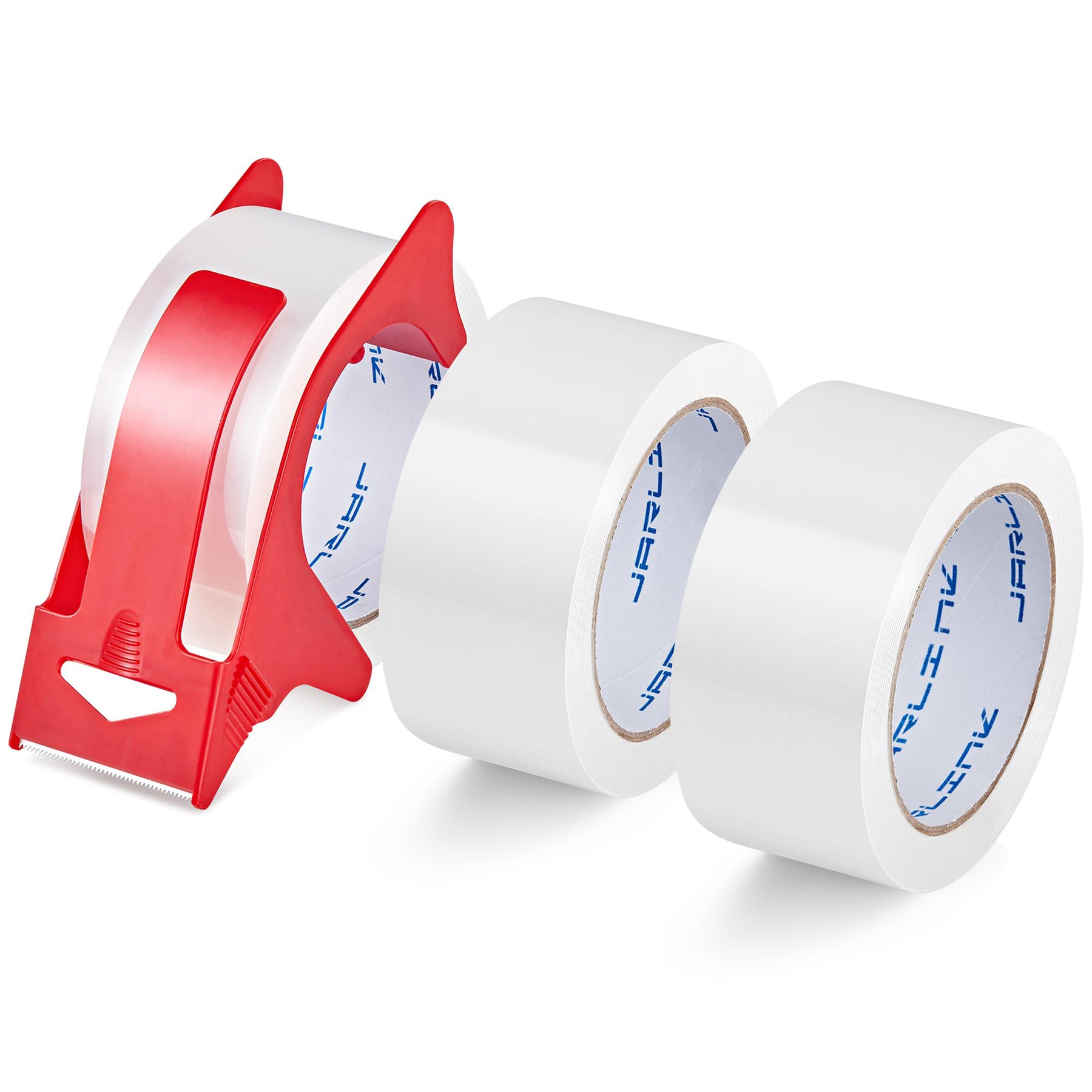 JARLINK 3 Rolls Clear Packing Tape with Dispenser, Heavy Duty Packaging Tape Refills for Shipping Packaging Mailing, 2.7mil Thick, 1.88 inches Wide, 55 Yards Per Roll, 165 Total Yards