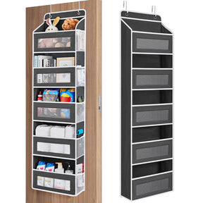 JARLINK Over The Door Organizer Storage, 5 Shelf Hanging Door Organizer with 5 Large Capacity Pockets, Anti Tilt 44 lb Load Behind Door Organizer for Bedroom, Bathroom, Pantry, Nursery