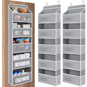 JARLINK Over The Door Organizer Storage, 5 Shelf Hanging Door Organizer with 5 Large Capacity Pockets, Anti Tilt 44 lb Load Behind Door Organizer for Bedroom, Bathroom, Pantry, Nursery