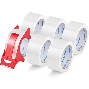 JARLINK 3 Rolls Clear Packing Tape with Dispenser, Heavy Duty Packaging Tape Refills for Shipping Packaging Mailing, 2.7mil Thick, 1.88 inches Wide, 55 Yards Per Roll, 165 Total Yards
