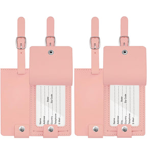 JARLINK 4 Pack Luggage Tag, Leather Luggage Tags Include Name Cards with Privacy Covers, Travel Tags for Luggage, Suitcases, Travel Bags, Cruise Ships