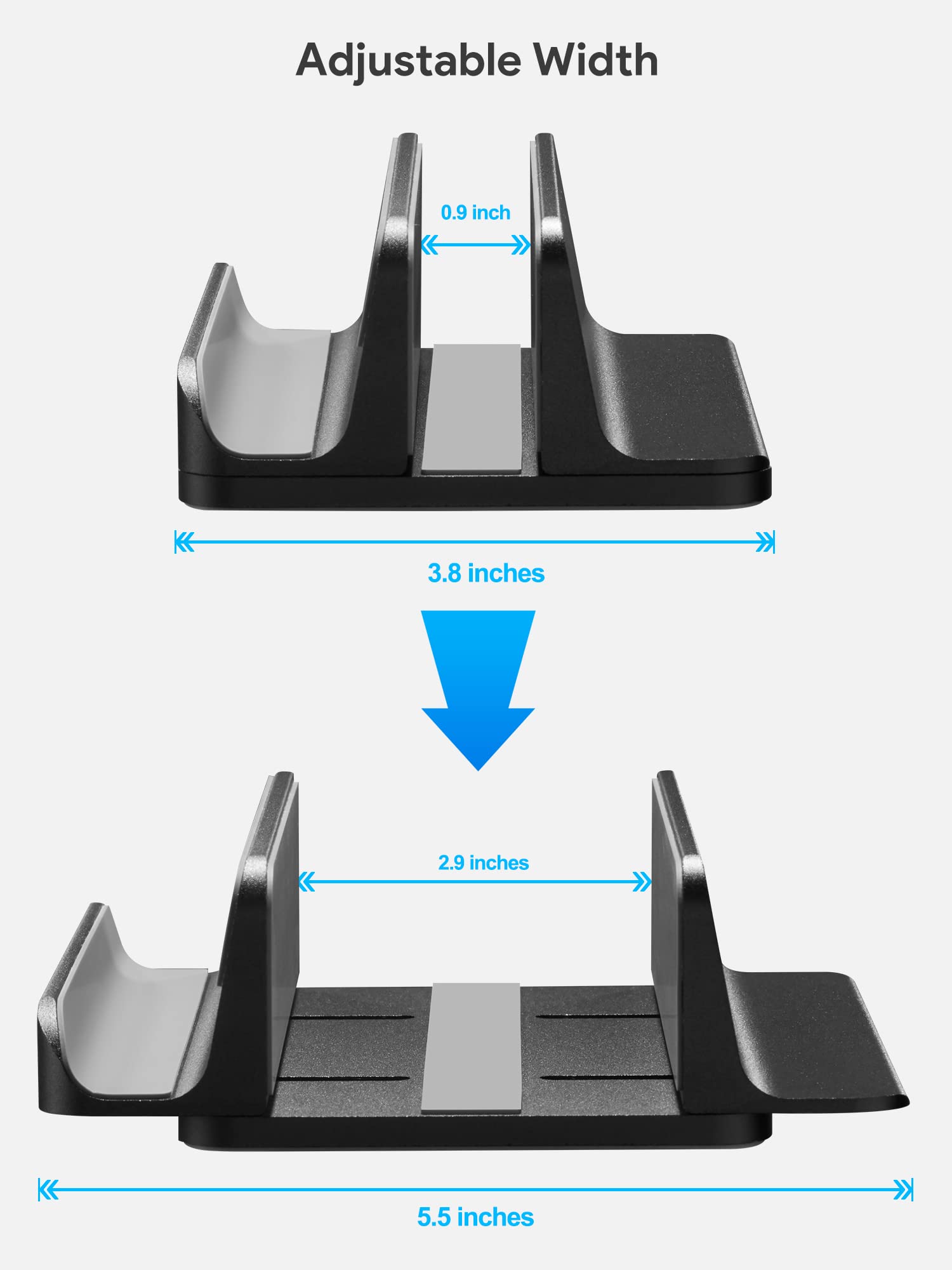 JARLINK 3-in-1 Design Vertical Laptop Stand Holder, Aluminum Laptop Stand for Desk with Adjustable Dock, Space-Saving Organizer for All MacBook, Surface, Samsung, HP, Dell, Chrome Book