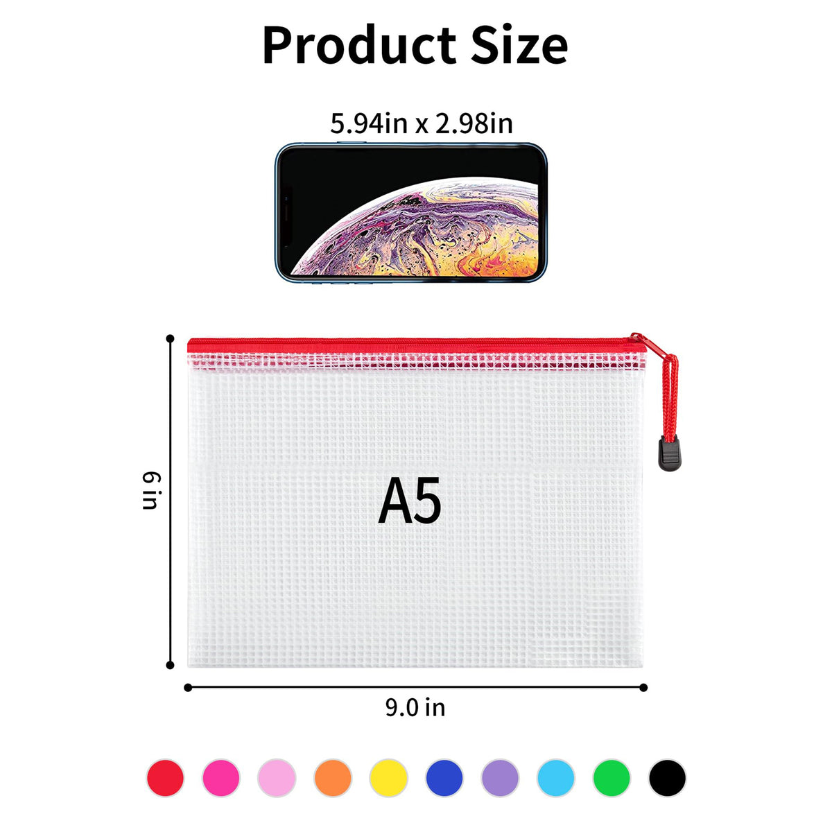 JARLINK Mesh Zipper Pouch Bag, Waterproof Zipper Pouch for Storage
