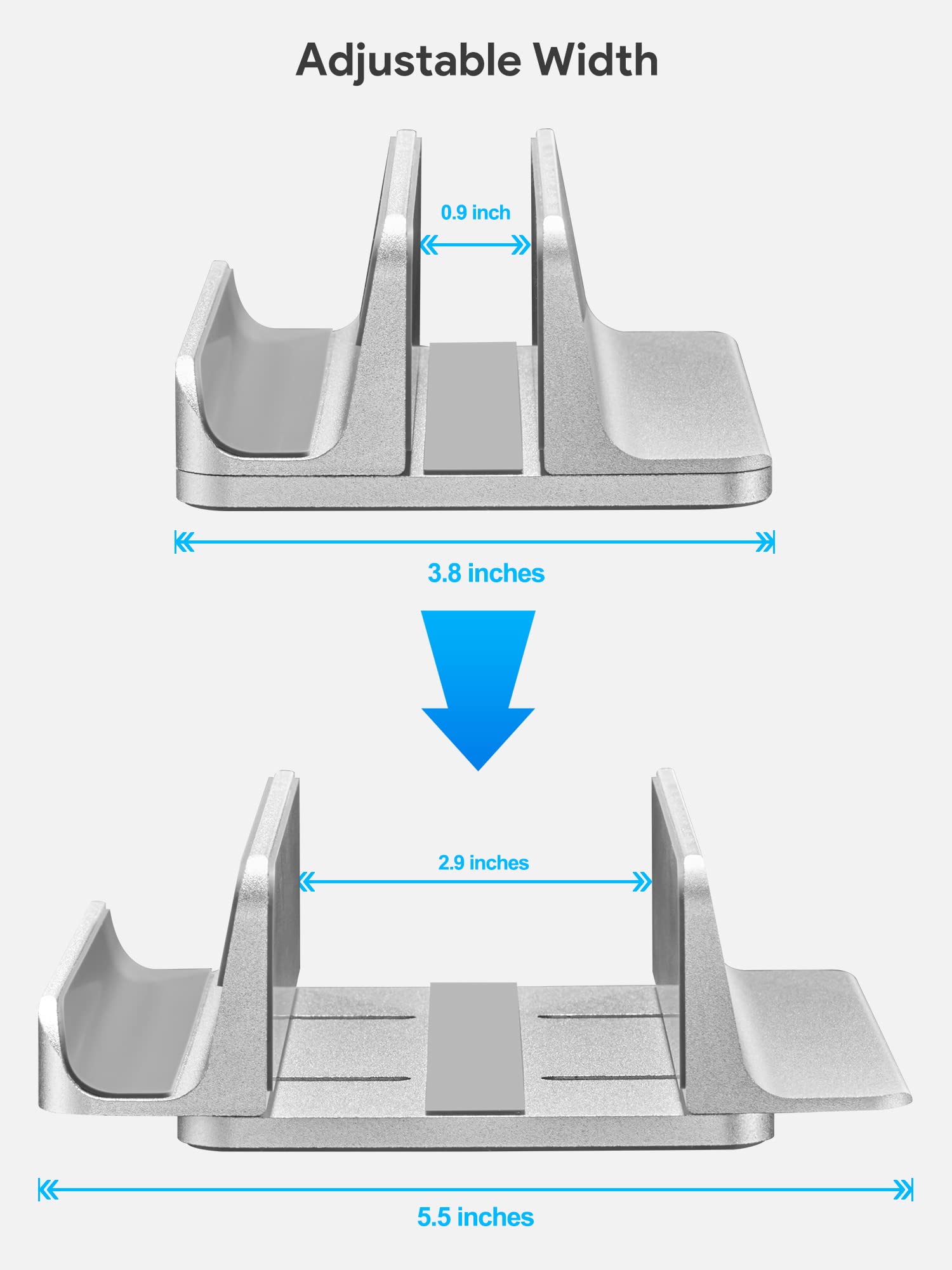 JARLINK 3-in-1 Design Vertical Laptop Stand Holder, Aluminum Laptop Stand for Desk with Adjustable Dock, Space-Saving Organizer for All MacBook, Surface, Samsung, HP, Dell, Chrome Book