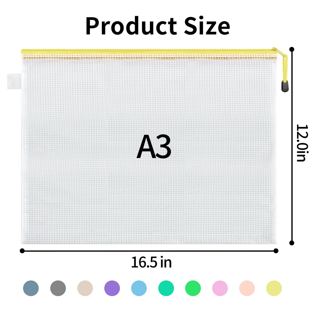 JARLINK 20PCS Mesh Zipper Pouch Bags, A3 Puzzle Bags with Zipper, Waterproof Zipper Pouches for Classroom Organization, Board Game Storage, Travel, Office, School Supplies, 10 Colors