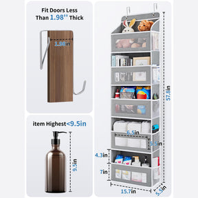 JARLINK Over The Door Organizer Storage, 5 Shelf Hanging Door Organizer with 5 Large Capacity Pockets, Anti Tilt 44 lb Load Behind Door Organizer for Bedroom, Bathroom, Pantry, Nursery