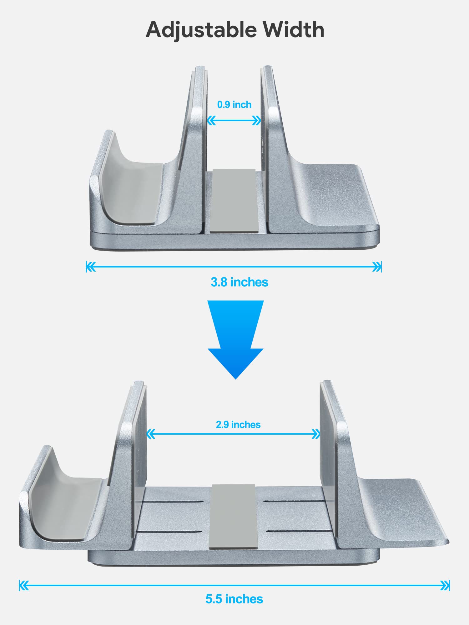 JARLINK 3-in-1 Design Vertical Laptop Stand Holder, Aluminum Laptop Stand for Desk with Adjustable Dock, Space-Saving Organizer for All MacBook, Surface, Samsung, HP, Dell, Chrome Book