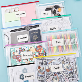JARLINK 24pcs Poly Zip Envelopes, 8 Colors, A4 Letter Size Plastic Files Zipper Folders, Reusable Pencil Bags for School, Office, Travel Storage Supplies