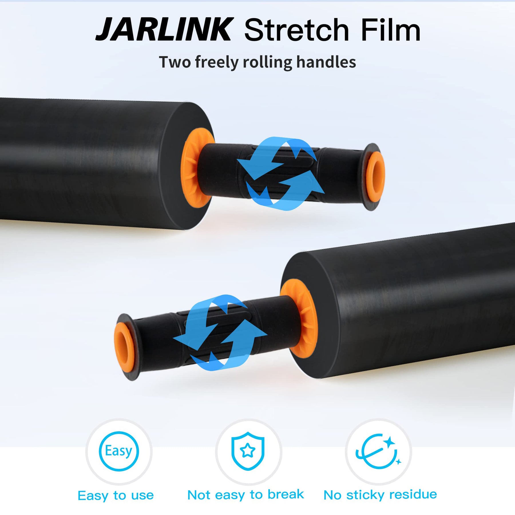 JARLINK Stretch Film, 15 Inch x 1000 Feet Shrink Wrap for Pallet Wrap, Industrial Strength Stretch Wrap with Handles, Moving Wrapping Plastic Roll, 60 Gauge