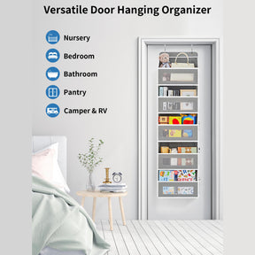 JARLINK Over The Door Organizer Storage, 5 Shelf Hanging Door Organizer with 5 Large Capacity Pockets, Anti Tilt 44 lb Load Behind Door Organizer for Bedroom, Bathroom, Pantry, Nursery