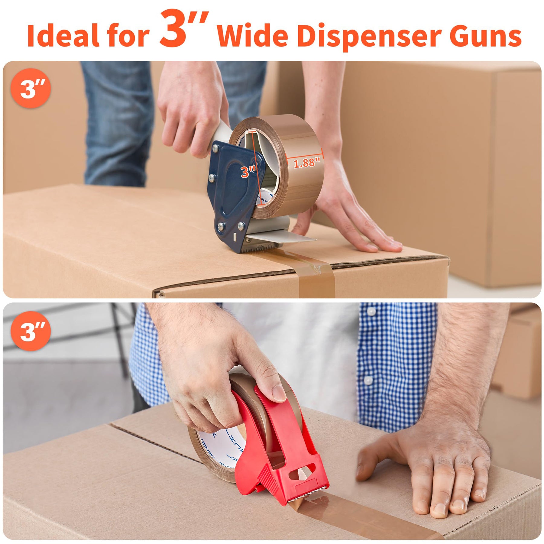 JARLINK Packing Tape Dispenser Gun (2 Pack) with 2 Rolls Tape, 2 inche
