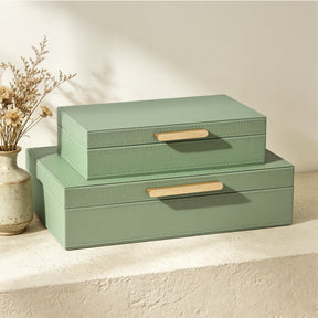 JARLINK Decorative Storage Boxes with Lids, PU Leather Bins