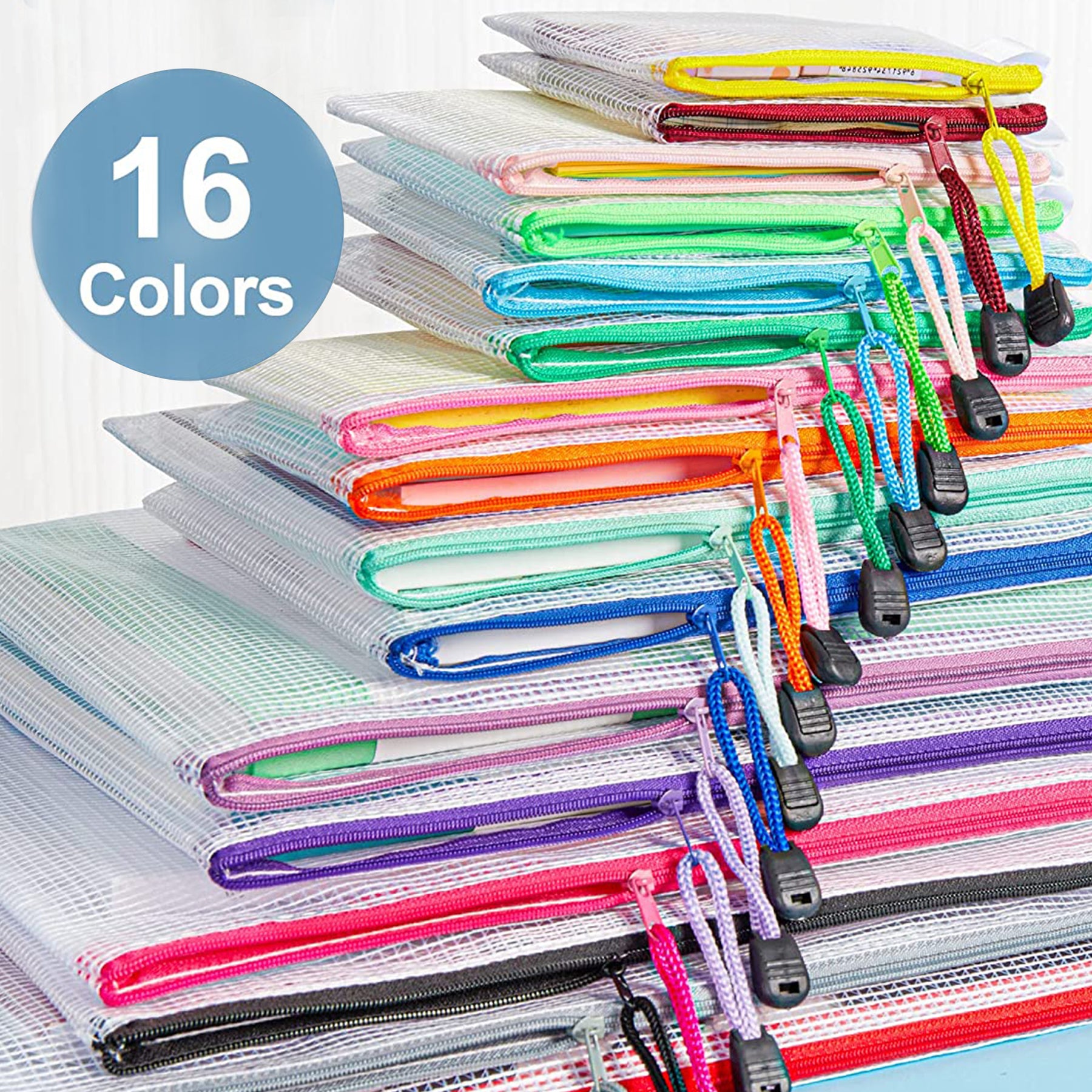 EOOUT 25pcs 8 Sizes, Mesh Zipper Pouch, 11 Colors, Waterproof Zip File  Document Folders, Travel Accessories, for Office School Supplies Board Game  Organizers an…