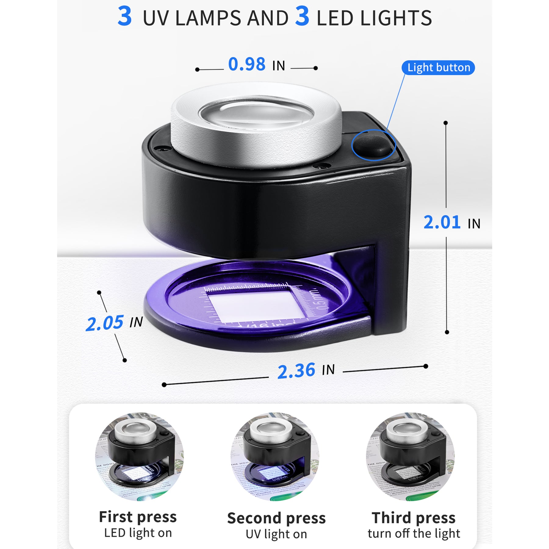 60X 30X Illuminated Jewelers Loupe Magnifier Foldable Jewelry